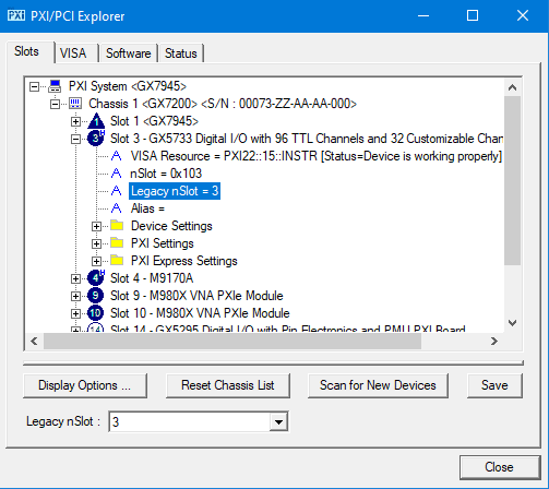 PXI/PCI Explorer - slot number.